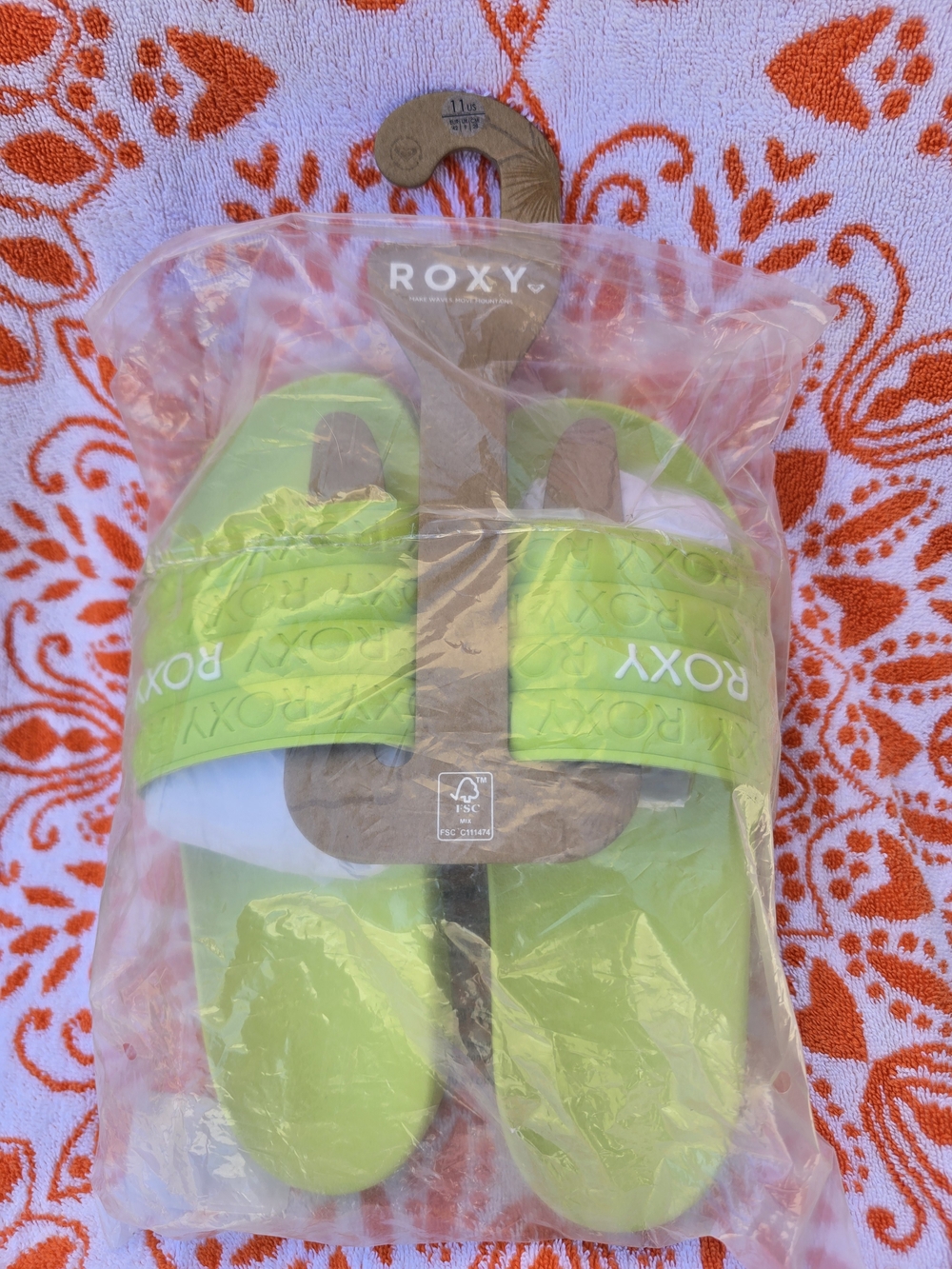 Roxy Water- Friendly Slide Sandals In Lime Green! NWT! - Picture 6 of 6